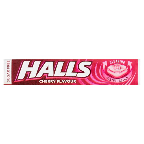 Halls Cherry Flavour Menthol Action Sugar Free Throat Sweet