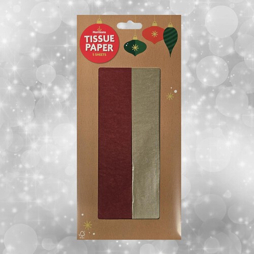 Morrisons Red And Gold Tissue Paper Pack