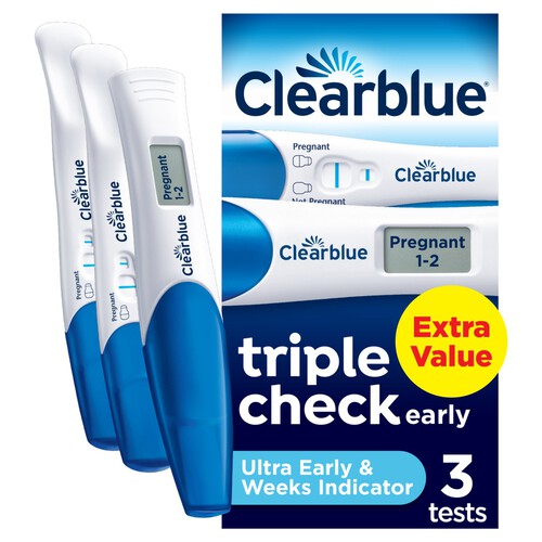 Clearblue Digital and Visual Pregnancy Test Kit, Triple Check, 3 Tests