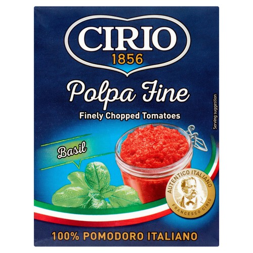 Cirio Polpa Fine Finely Chopped Tomatoes With Basil. 