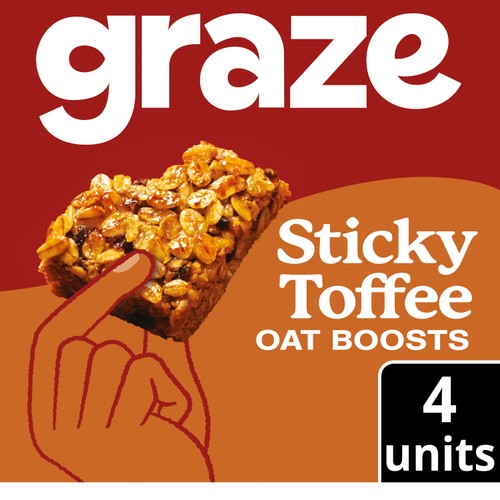 Graze Sticky Toffee Oat Boost Flapjack Snack Bars 4 x 30g