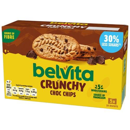 Belvita 30% Less Sugar Choc Chip Cereal Snack Bars Multipack