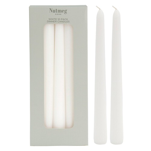 Nutmeg Home White Dinner Candles