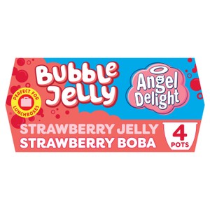 Angel Delight Strawberry Jelly & Strawberry Boba Bubble Dessert Snack Pot