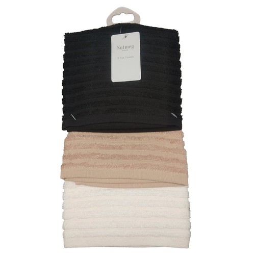 Towels Neutral Ribbed Tea Towel