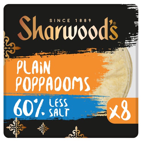 Sharwoods Plain Low Salt Poppadoms Ready To Eat