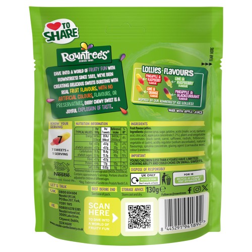 Rowntree's Fruit Pastilles Lollies Pouch 