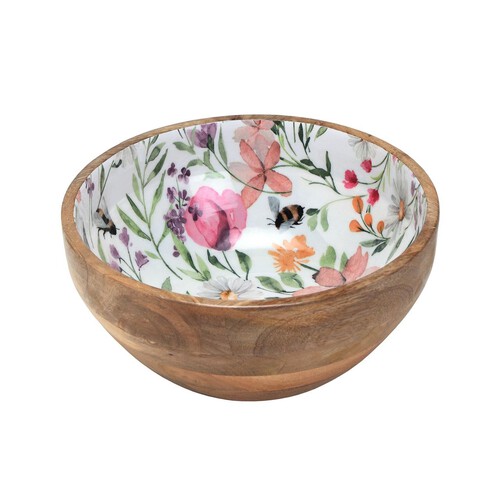 Nutmeg Home Mango Wood Printed Bowl