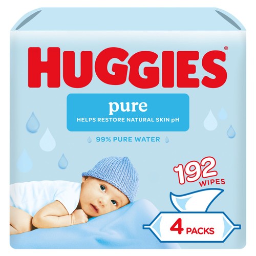 Huggies Pure Plastic Free Baby Wipes 4 x 48 Pack