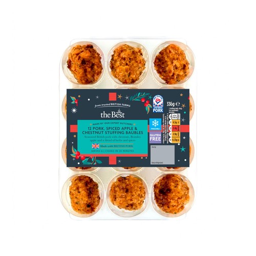 Morrisons The Best 12 Pork, Spiced Apple And Chestnut Stuffing Baubles 336g
