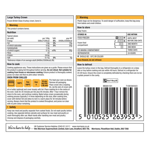 Bernard Matthews Medium Turkey Crown 2.4-2.99Kg