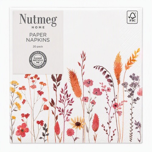 Nutmeg Autumn Floral Paper Napkins 20 Pack