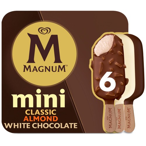 Magnum Mini Classic, Almond & White Chocolate Ice Cream Sticks 6 x 55ml