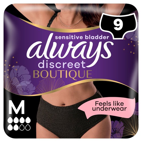 Always Discreet Incontinence Pants Plus Black