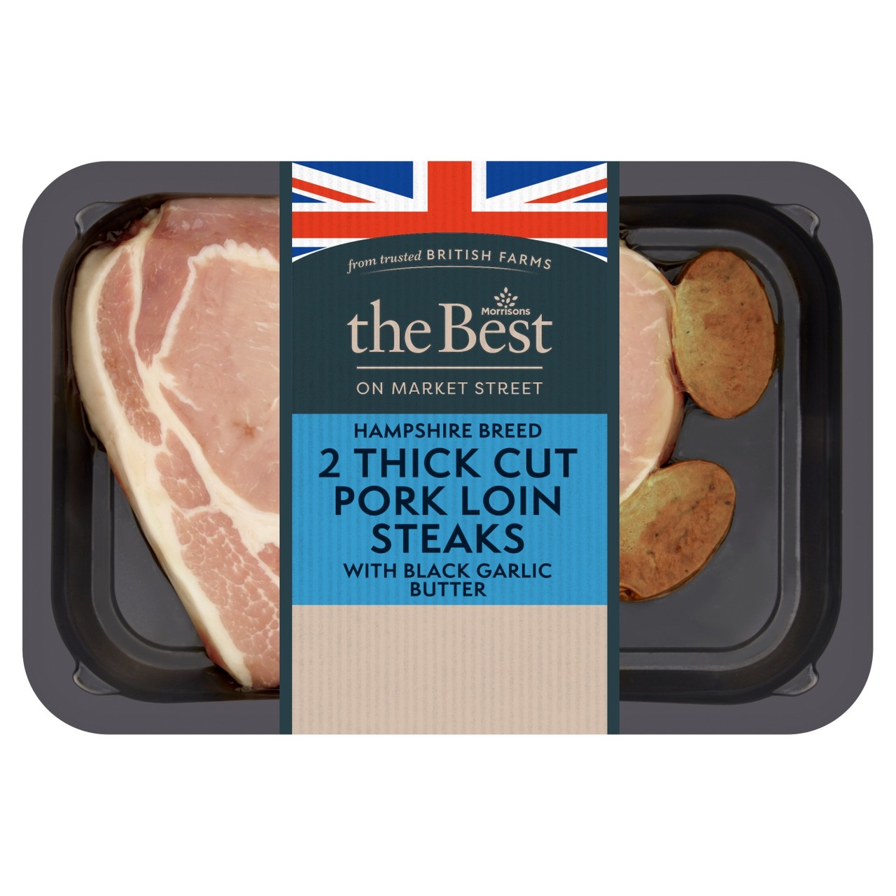 Morrisons The Best Hampshire Breed 2 Pork Steaks With Black Garlic Butter