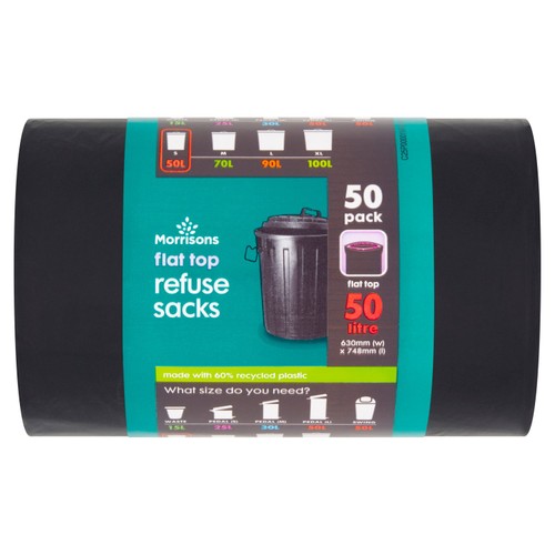 Morrisons 50L Flush Top Refuse Sacks Morrisons Online Groceries
