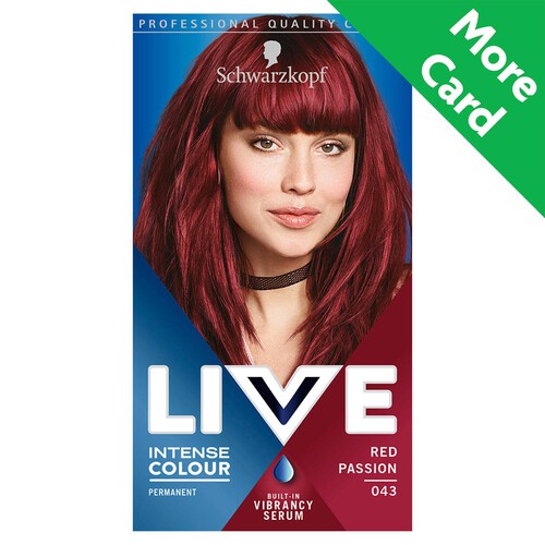 Schwarzkopf LIVE Intense Colour Permanent Red Hair Dye 043 Red Passion