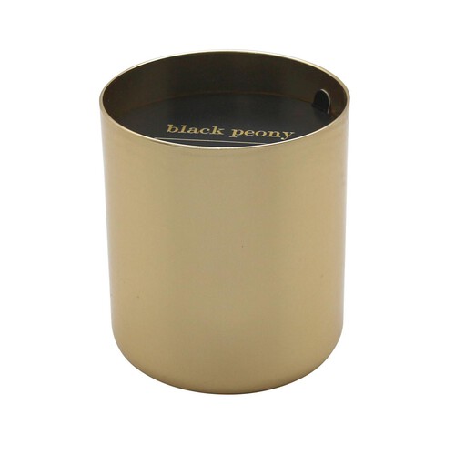 Nutmeg Home Black Peony Metallic Gold Waxfill Candle