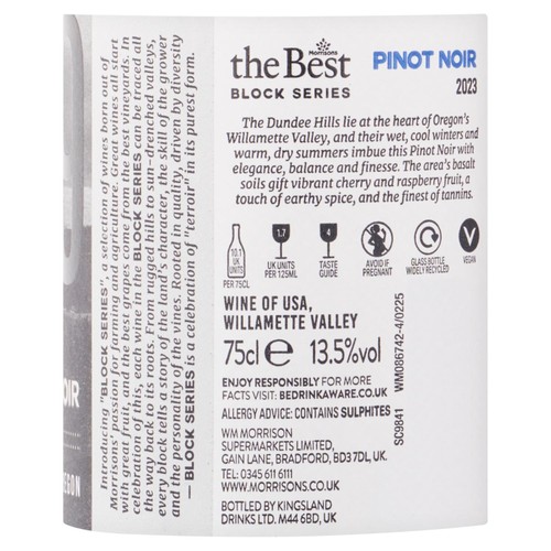 Morrisons The Best Block Series 009 Dundee Hills Pinot Noir 75CL