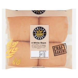 Henllan Bakery White Baps   4 Pack