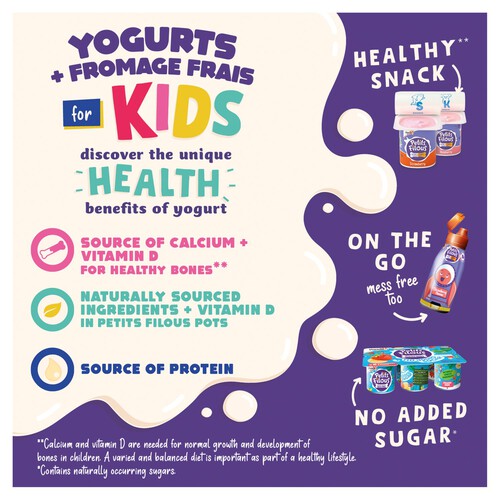 Petits Filous Kids No Added Sugar Strawberry & Banana Yoghurt Pots