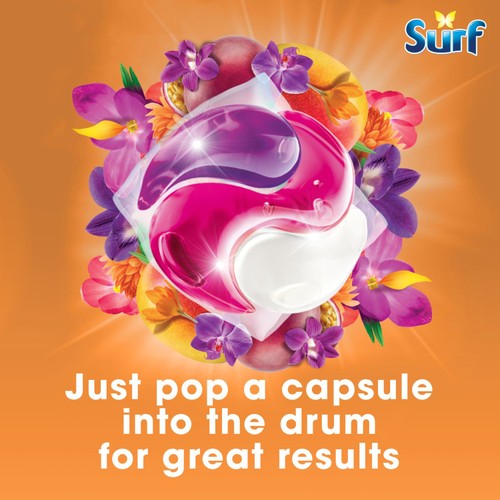 Surf 3 in 1 Laundry Washing Detergent Capsules Passion Bloom 26 Washes