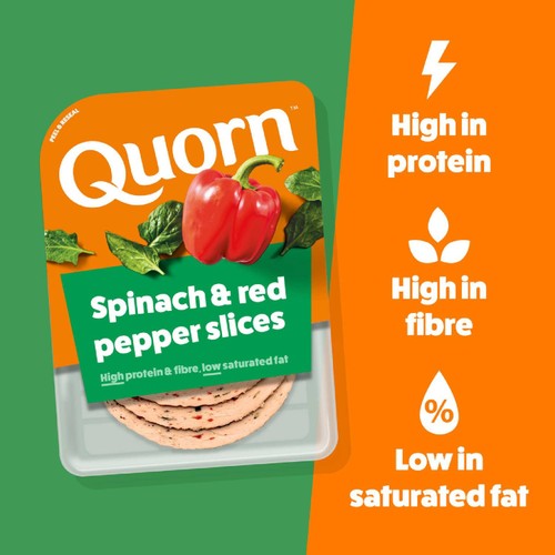 Quorn Spinach & Red Pepper Vegetarian Deli Slices 100g
