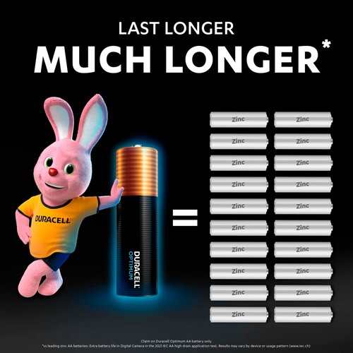 Duracell Optimum AA Alkaline Batteries LR6 