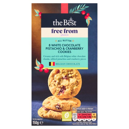 Morrisons The Best Free From White Chocolate & Pistachio Cookies 150g