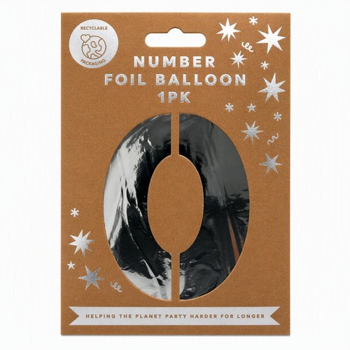 Mad Party Number. 0 Silver Foil Balloon