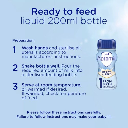 Aptamil 1 First Infant Baby Milk Formula Liquid Ready to Feed from Birth