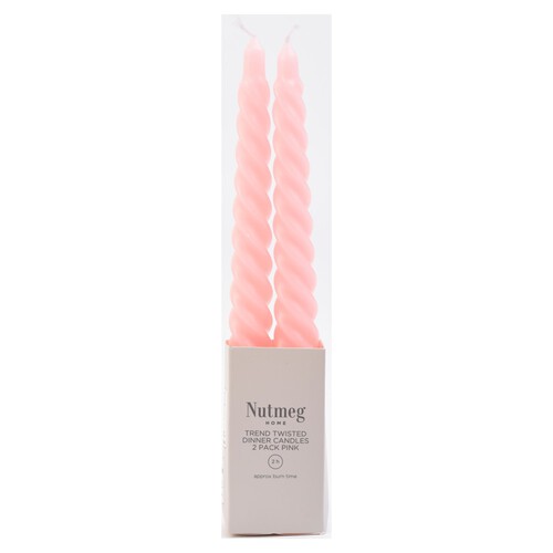 Nutmeg Home Trend Twisted Dinner Candles Pink