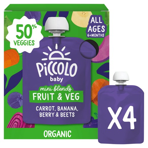 Piccolo Carrot, Banana, Berry & Beets 4 X 90G