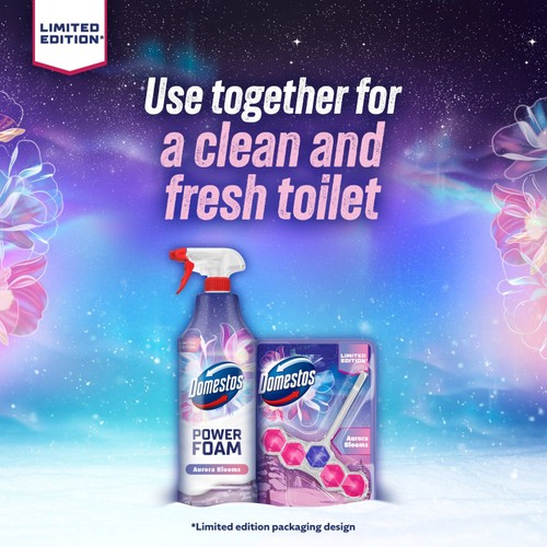 Domestos Power Foam Toilet & Bathroom Cleaner Aurora Blooms 650ml