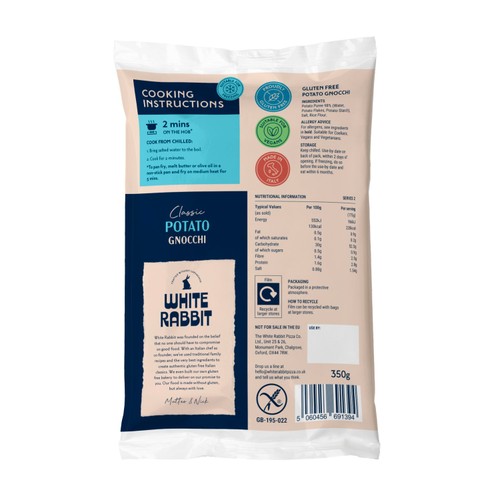 White Rabbit Gluten Free Fresh Potato Gnocchi 350G
