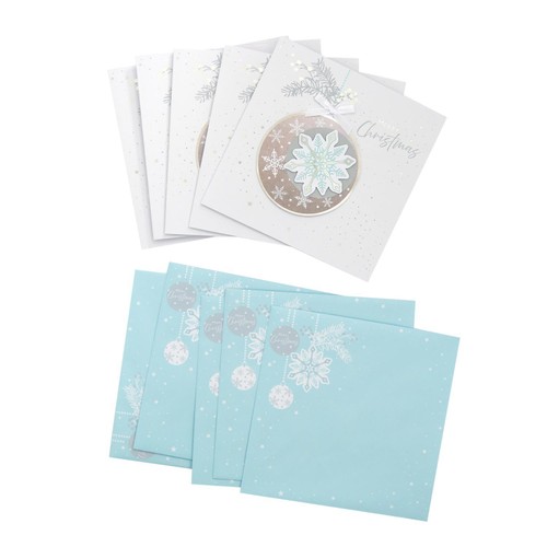 Morrisons Luxury Snowflake Bauble Cards Packaged Cards 5Pk