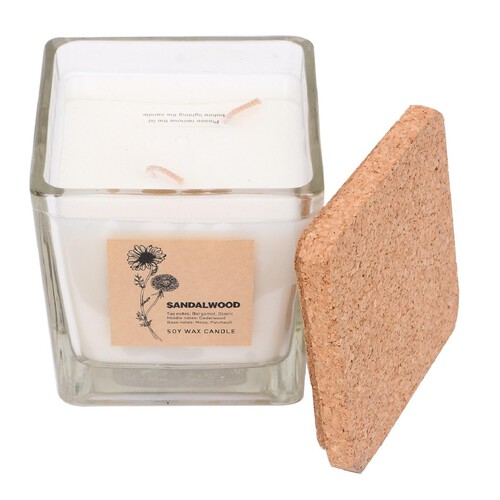 Nutmeg Home Habitation Sandalwood Square Soy Waxfill Candle