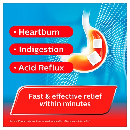 Rennie Peppermint Heartburn & Indigestion Chewable Tablets