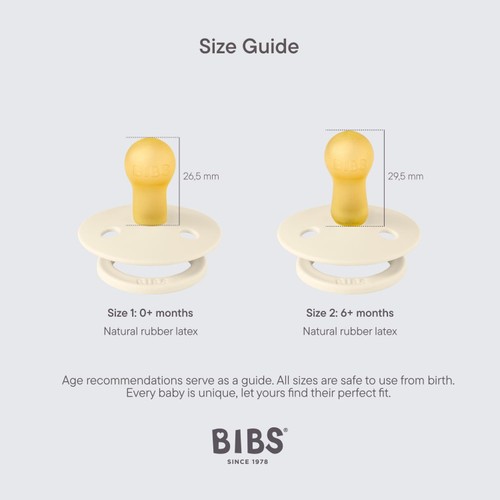 BIBS Soother Latex Size 1 0-6 Months Ivory/Blossom 2 Pack