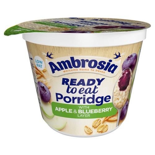 Ambrosia Ready to Eat Porridge Oat Cereal Pot Apple & Blueberry Layer  210g