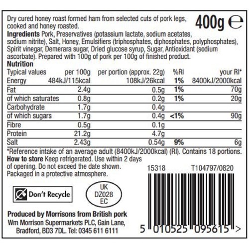 Morrisons British Honey Roast Ham 16 Slices 400g