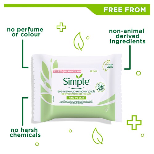 Simple Kind to Eyes Biodegradable Eye Make-Up Remover Pads 