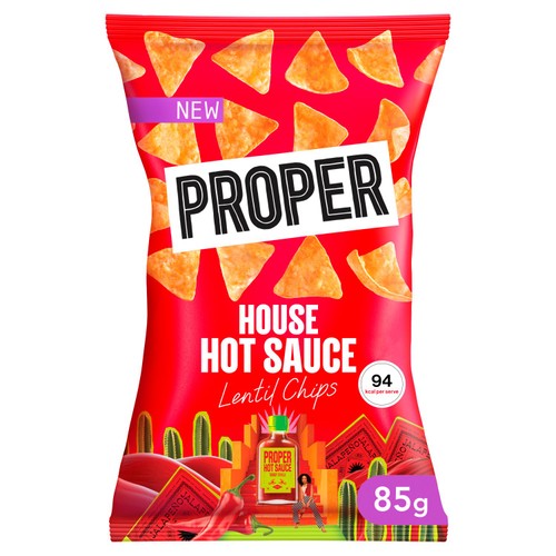 Proper Chips House Hot Sauce Lentil Chips   85g