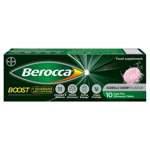 Berocca Boost + Guarana Acerola Cherry 10 Effervescent Tablets