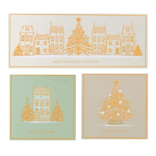 Morrisons Trio Gold Houses And Tree Cards 15 Pack