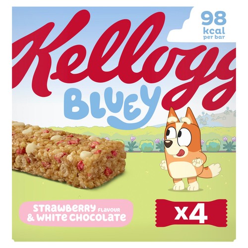 Kellogg's Bluey Strawberry & White Chocolate Cereal Bars 4 x 25g