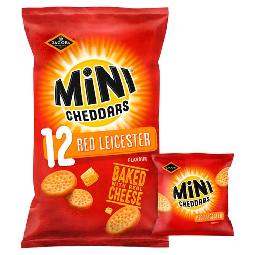 Jacob's Mini Cheddars Red Leicester Multipack Snacks 12 Pack 