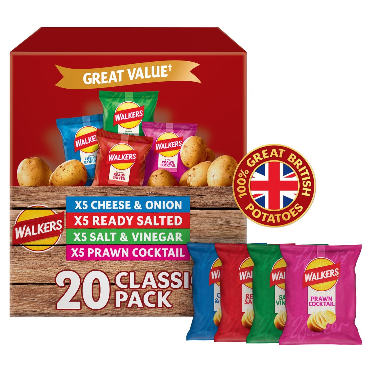 Walkers Classic Variety Multipack Crisps Box 20 x 25g - Morrisons ...