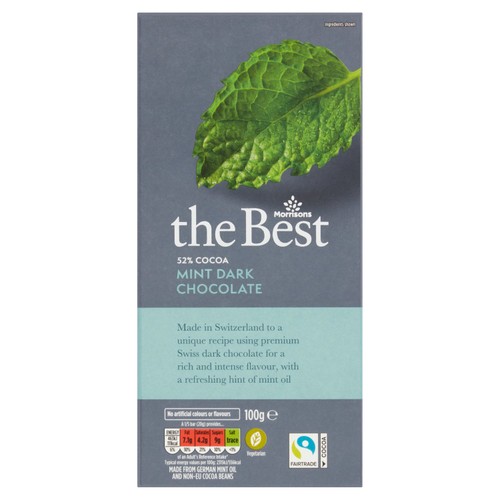 Morrisons The Best 52% Cocoa Dark Chocolate With Mint Oil   100g