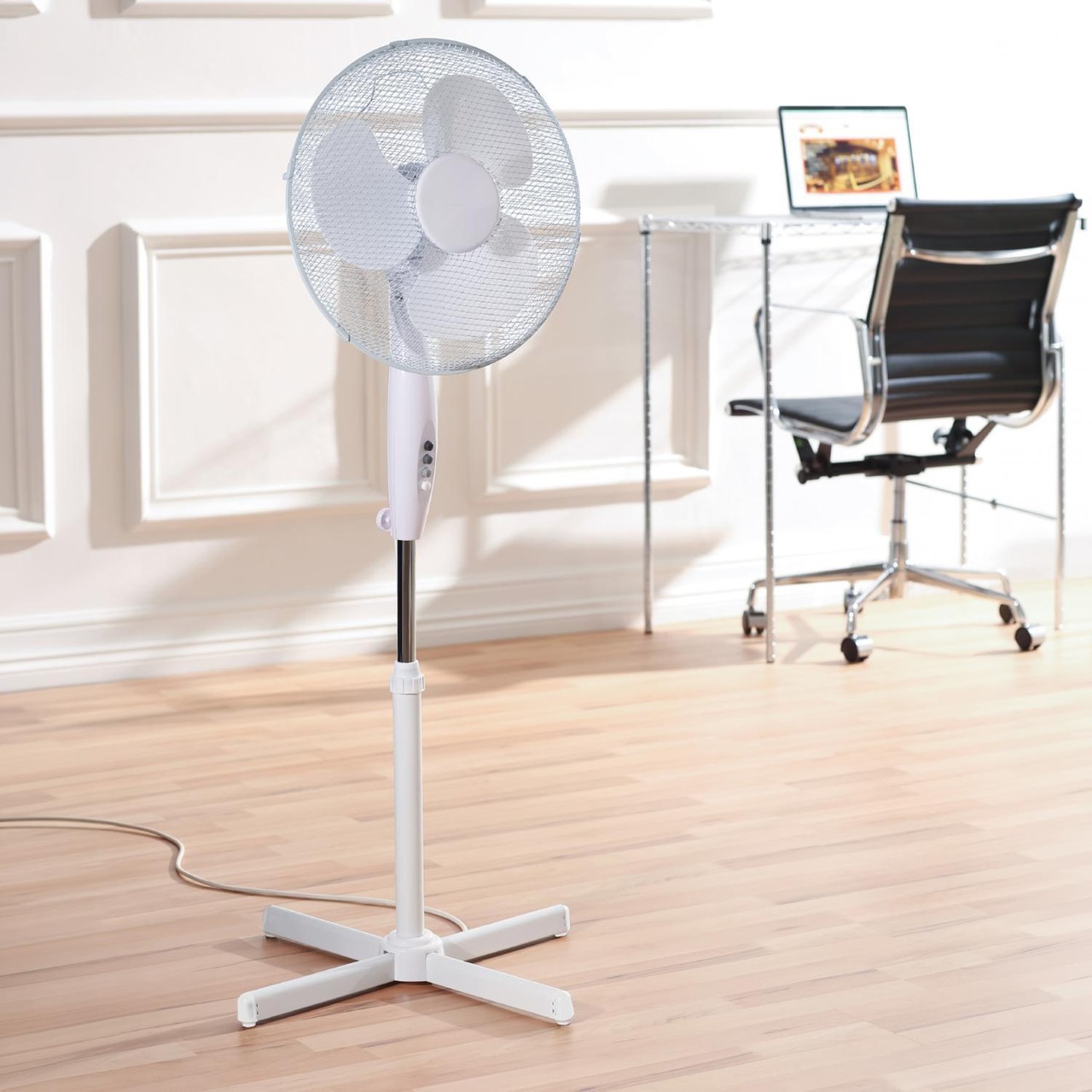 Fine Elements 16 Inch Pedestal Fan X Base White